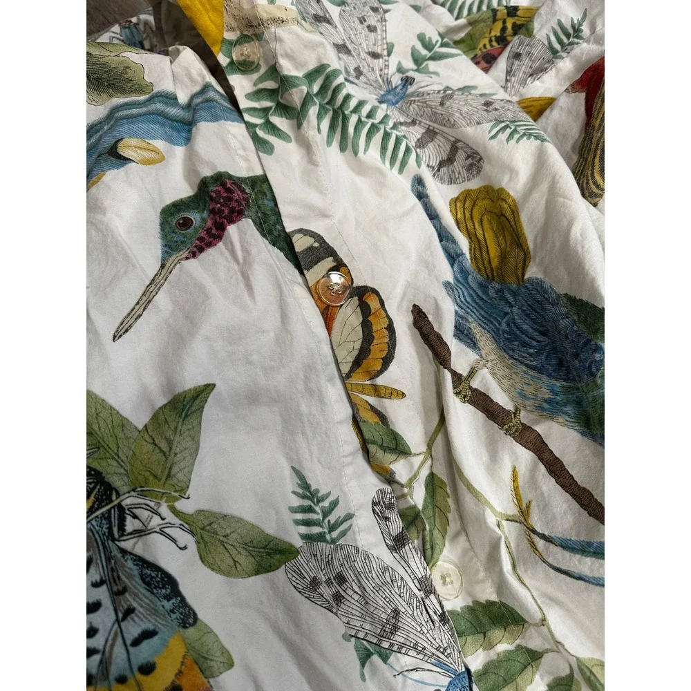 Pottery Barn Birds Butterflies Queen Full Duvet Cover Organic Cotton Botanical
